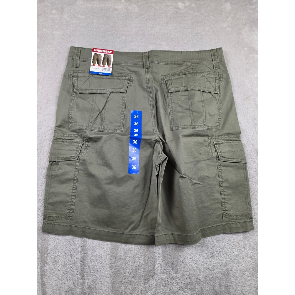 Unionbay Cargo Shorts Mens 36 Green Cotton Stretch Multi Pocket Casual